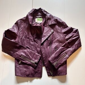 Anthropologie Deep Purple Leather Jacket